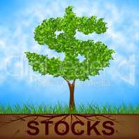 Stocks Tree Indicates Return On Investment And Banking