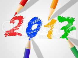 Twenty Seventeen Indicates New Year And Annual