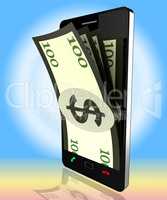 Phone Dollars Shows World Wide Web And Banking