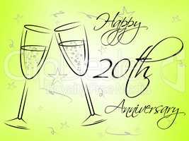 Happy Twentieth Anniversary Represents Annual Greeting And Celebration