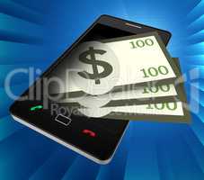 Phone Dollars Indicates World Wide Web And Banking