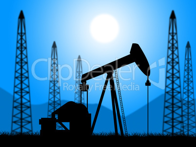 Oil Wells Represents Power Source And Drill