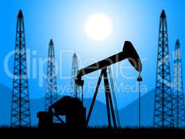 Oil Wells Represents Power Source And Drill