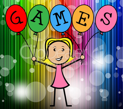 Games Balloons Represents Young Woman And Bunch