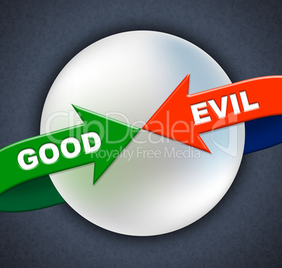 Good Evil Arrows Indicates All Right And Awesome