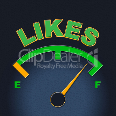 Likes Gauge Shows Social Media And Display