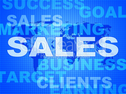 Sales Words Represents Corporation Sell And Promotion