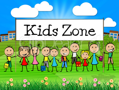 Kids Zone Banner Shows Free Time And Child