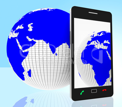 World Phone Indicates Web Site And Cellphone