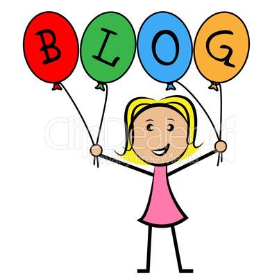 Blog Balloons Indicates Young Woman And Kids