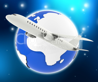 World Plane Represents Travel Guide And Air