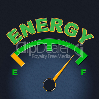 Energy Gauge Shows Power Source And Dial