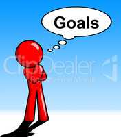 Thinking Goals Character Shows Aspiration Targets And Mission