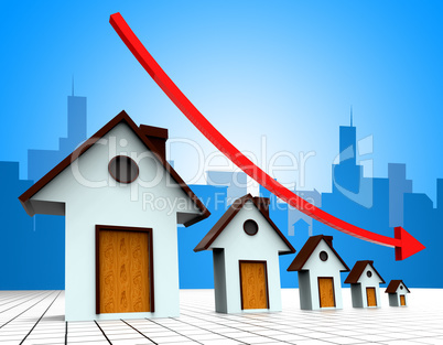 House Prices Down Represents Reduce Regresses And Household