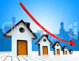 House Prices Down Represents Reduce Regresses And Household