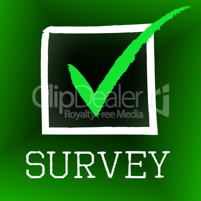 Survey Tick Indicates Poll Checked And Questionnaire
