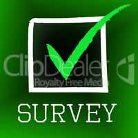 Survey Tick Indicates Poll Checked And Questionnaire