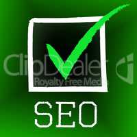 Seo Tick Indicates Confirmed Correct And Pass