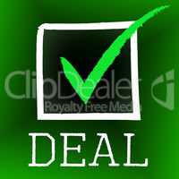 Deal Tick Indicates Hot Deals And Bargain