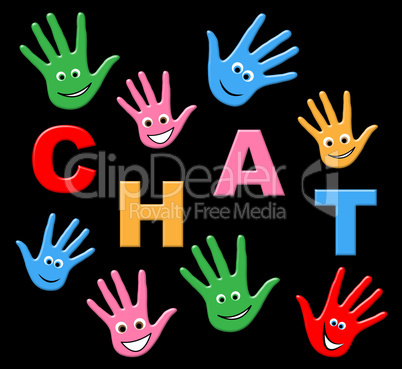 Kids Chat Represents Typing Telephone And Youngsters