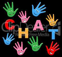 Kids Chat Represents Typing Telephone And Youngsters