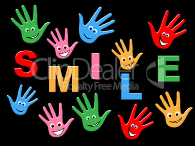 Handprints Smile Represents Child Painted And Childhood