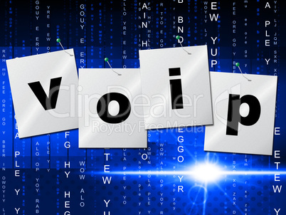 Voip Communication Represents Internet Telephony And Communicate