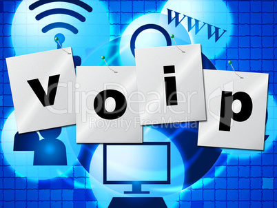 Voip Communication Shows Voice Over Broadband And Chat