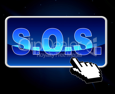 Sos Button Indicates World Wide Web And S.O.S.