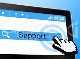Online Support Represents World Wide Web And Knowledge