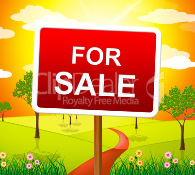 For Sale Indicates Real Estate Agent And Placard
