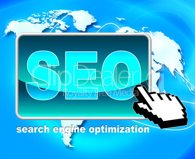 Seo Button Represents World Wide Web And Optimization