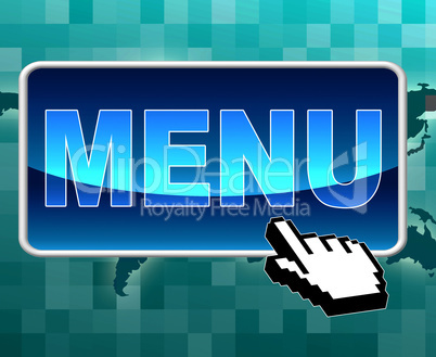 Online Menu Represents World Wide Web And Button