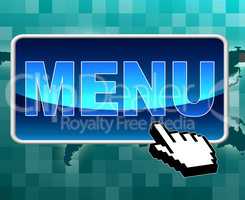 Online Menu Represents World Wide Web And Button