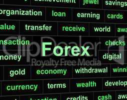 Currency Forex Shows Exchange Rate And Foreign