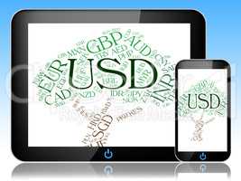 Usd Currency Represents United States Dollar And Banknote