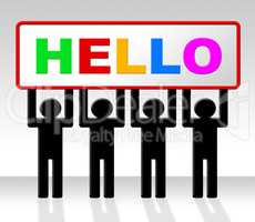 Hello Sign Indicates How Are You And Advertisement