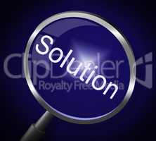 Magnifier Solution Represents Success Goal And Solve