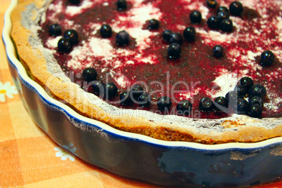 pie with bilberry on the plate