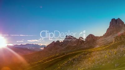 Evening in the Dolomites. Time Lapse
