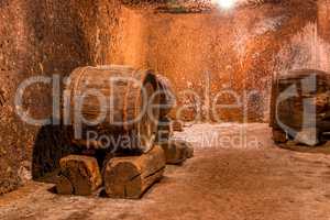 Old Barrels in the Wine Cellar