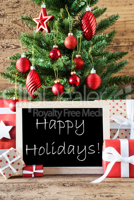 Colorful Christmas Tree With Text Happy Holidays