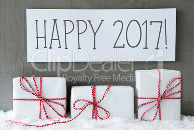 White Gift On Snow, Text Happy 2017