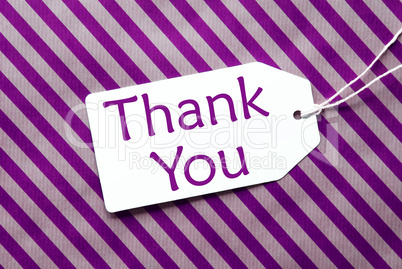 Label On Purple Wrapping Paper, Text Thank You