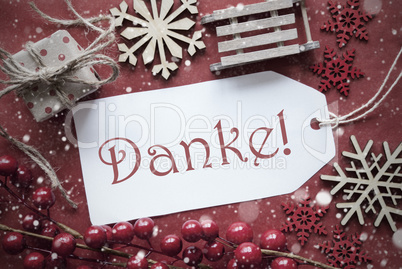 Nostalgic Christmas Decoration, Label With Danke Means Thank You