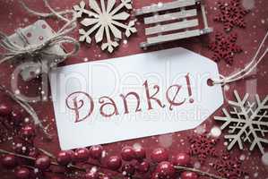 Nostalgic Christmas Decoration, Label With Danke Means Thank You