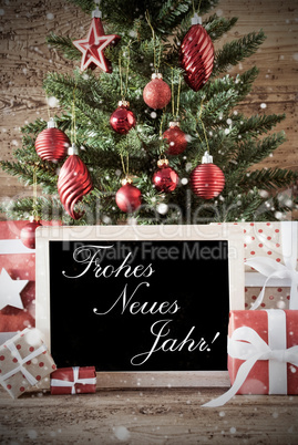 Nostalgic Christmas Tree With Frohes Neues Jahr Means New Year