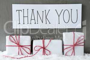 White Gift On Snow, Text Thank You
