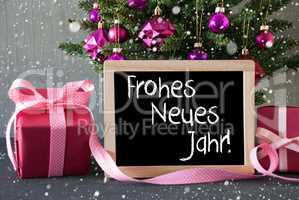 Tree With Gifts, Snowflakes, Neues Jahr Means New Year
