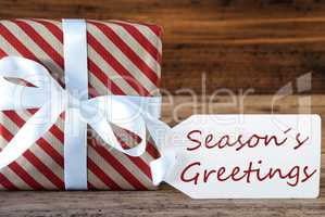 Present With Label, Text Seasons Greetings